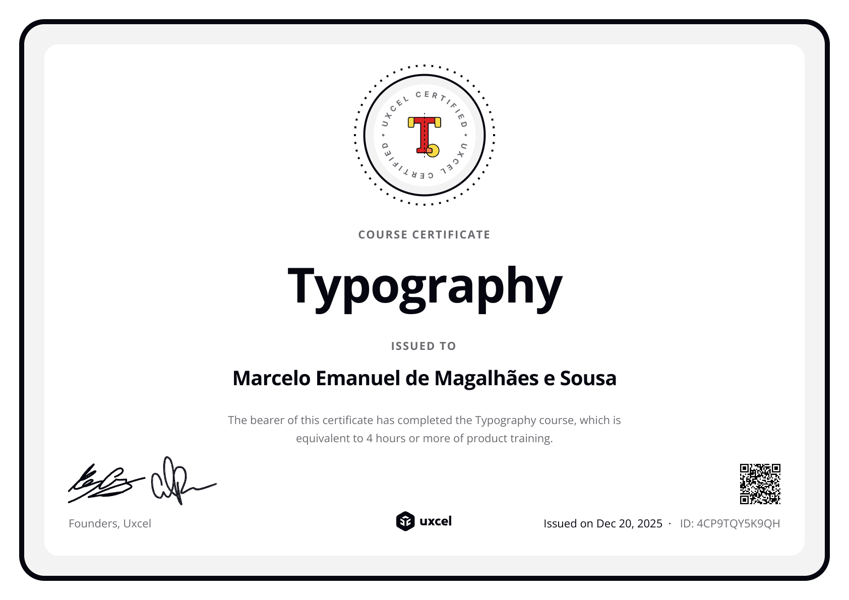 Marcelo Sousa's certificate